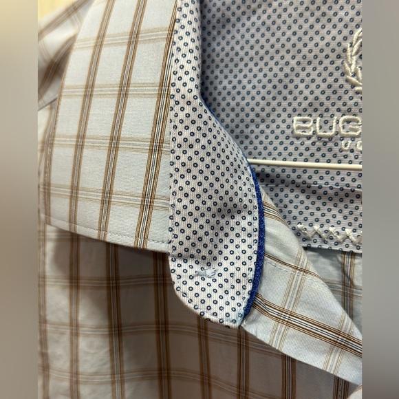 Bugatchi Uomo long sleeve shirt with window pane and birds-eye trim cuff /collar - Picture 3 of 12